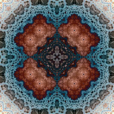 Kusursuz soyut kare deseni. Modern sanatta alkol mürekkebi. Mandala