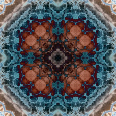 Kusursuz soyut kare deseni. Modern sanatta alkol mürekkebi. Mandala