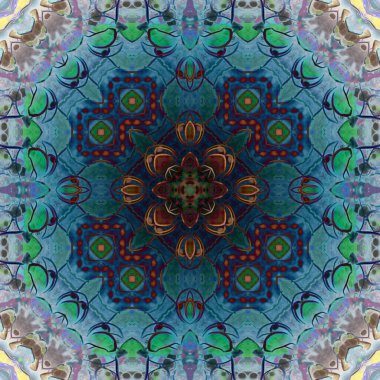 Kusursuz soyut kare deseni. Modern sanatta alkol mürekkebi. Mandala