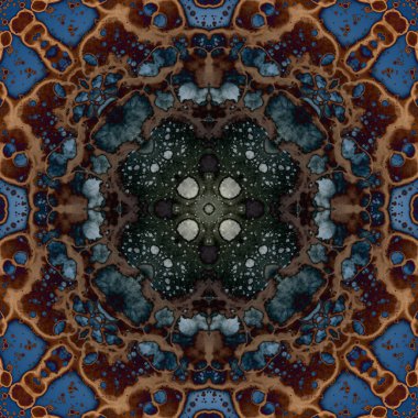 Kusursuz soyut kare deseni. Modern sanatta alkol mürekkebi. Mandala