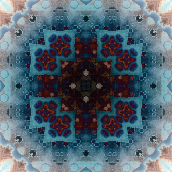 Naadloos Abstract Vierkant Patroon Alcoholinkt Moderne Kunst Mandala — Stockfoto