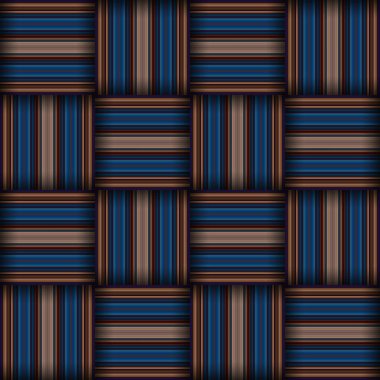 Soyut, dikişsiz, dokuma desenli doku. Kare, pürüzsüz desen. Mavi çizgili. Mavi çivit çizgileri ve kareler.