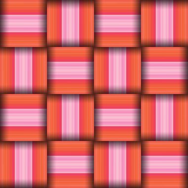 Soyut, dikişsiz, dokuma desenli doku. Kare, pürüzsüz desen. Kırmızı çizgiler. Pembe Çizgiler ve Kareler.