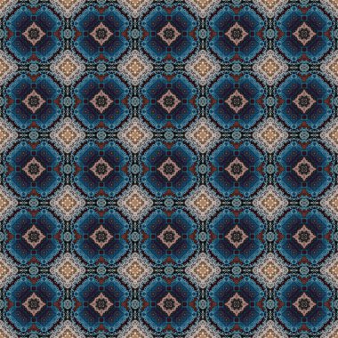 Kusursuz soyut kare deseni. Modern doku - dijital sanat. Kumaş soyut kaleydoskop