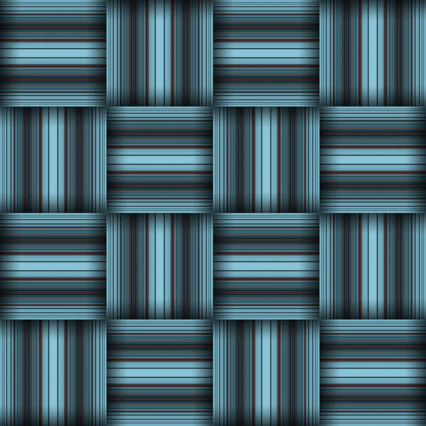 摘要无缝编织图案纹理 正方形无缝图案 蓝色条纹 蓝色的靛蓝线和正方形 — 图库照片