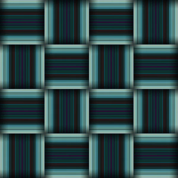 抽象的な継ぎ目が無い編まれたパターンの質 スクエアシームレスなパターン ブルーストライプ ブルーインディゴラインと正方形 — ストック写真