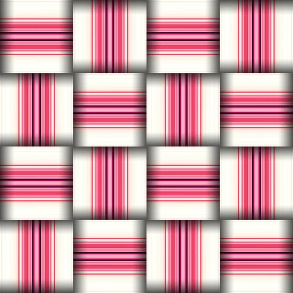 摘要无缝编织图案纹理 正方形无缝图案 粉红线和方块 — 图库照片