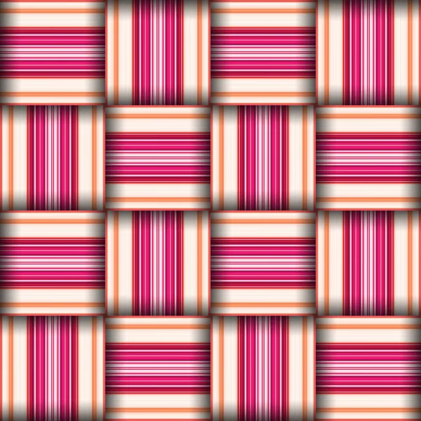 抽象的な継ぎ目が無い編まれたパターンの質 スクエアシームレスなパターン レッドストライプ ピンクラインと正方形 — ストック写真