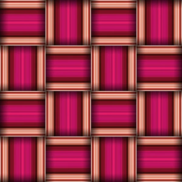 抽象的な継ぎ目が無い編まれたパターンの質 スクエアシームレスなパターン レッドストライプ ピンクラインと正方形 — ストック写真