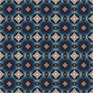 Kusursuz soyut kare deseni. Modern doku - dijital sanat. Kumaş soyut kaleydoskop