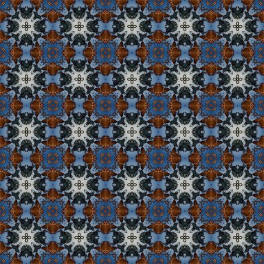 Kusursuz soyut kare deseni. Modern doku - dijital sanat. Kumaş soyut kaleydoskop