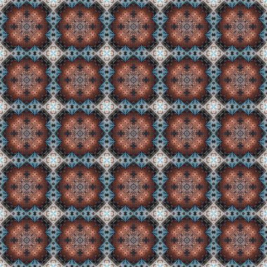 Kusursuz soyut kare deseni. Modern doku - dijital sanat. Kumaş soyut kaleydoskop