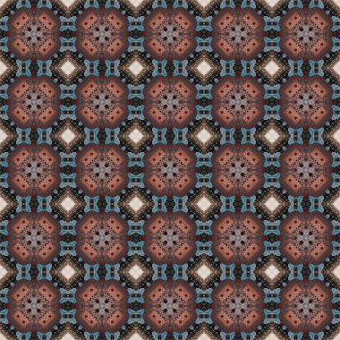 Kusursuz soyut kare deseni. Modern doku - dijital sanat. Kumaş soyut kaleydoskop