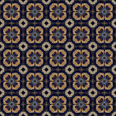 Kusursuz soyut kare deseni. Modern doku - dijital sanat. Kumaş soyut kaleydoskop