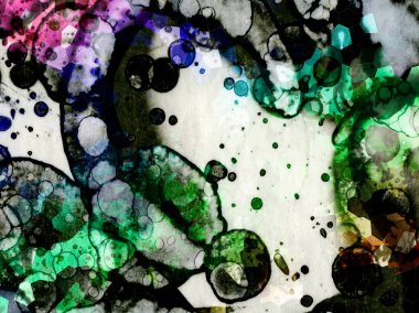 Yazarın sanatsal soyutlamaları. Suluboya ve alkol mürekkebi. Modern sanat. Fotoşopta İşlendi