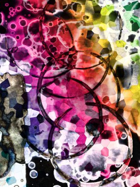 Yazarın sanatsal soyutlamaları. Suluboya ve alkol mürekkebi. Modern sanat. Fotoşopta İşlendi