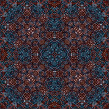 Kusursuz soyut kare deseni. Suluboya ve alkol mürekkebi. Yazarın kalıpları