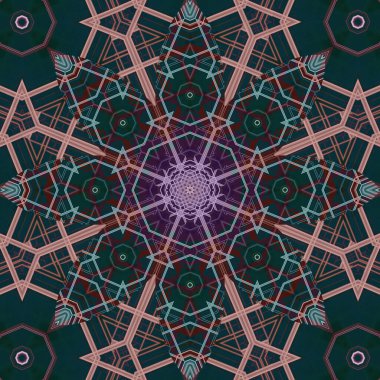 Kusursuz soyut kare deseni. Simetrik yuvarlak desen. Yazarın kalıpları.