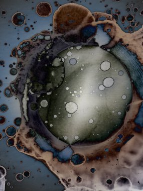 Yazarın sanatsal soyutlamaları. Suluboya ve alkol mürekkebi. Modern sanat. Fotoşopta İşlendi