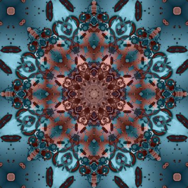 Kusursuz soyut kare deseni. Simetrik yuvarlak desen. Yazarın kalıpları.