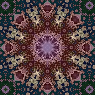 Kusursuz soyut kare deseni. Simetrik yuvarlak desen. Yazarın kalıpları.