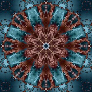 Kusursuz soyut kare deseni. Simetrik yuvarlak desen. Yazarın kalıpları.