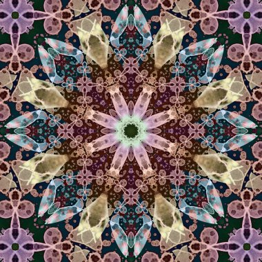 Kusursuz soyut kare deseni. Simetrik yuvarlak desen. Yazarın kalıpları.