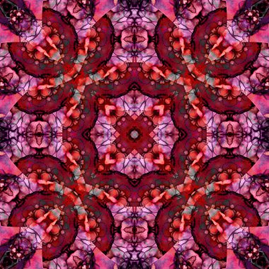 Kusursuz soyut kare deseni. Suluboya ve alkol mürekkebi. Yazarın kalıpları