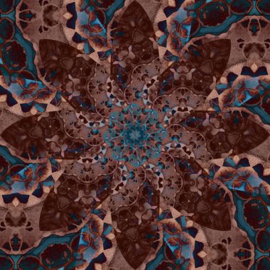 Kusursuz soyut kare deseni. Simetrik yuvarlak desen. Yazarın kalıpları.