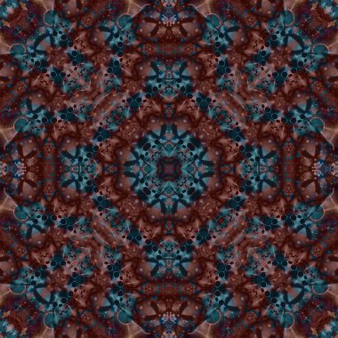 Kusursuz soyut kare deseni. Suluboya ve alkol mürekkebi. Yazarın kalıpları