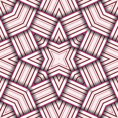 Çizgi ve çizgilerden oluşan kusursuz dokuma yıldız deseni. Kare soyut desen.