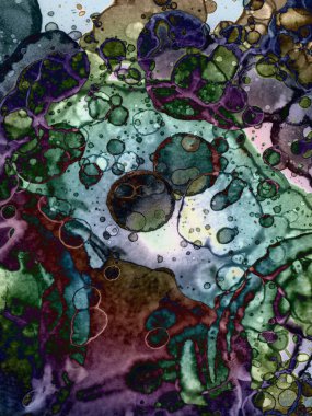 Yazarın sanatsal soyutlamaları. Suluboya ve alkol mürekkebi. Modern sanat. Fotoşopta İşlendi