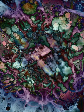 Yazarın sanatsal soyutlamaları. Suluboya ve alkol mürekkebi. Modern sanat. Fotoşopta İşlendi