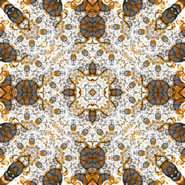 Kusursuz soyut kare deseni. Suluboya ve alkol mürekkebi. Yazarın kalıpları