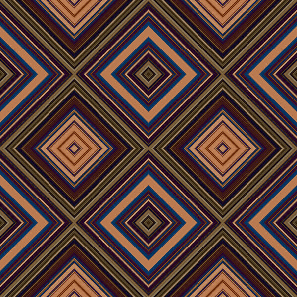 Rhombus and square seamless pattern. The pattern is colored diagonal lines