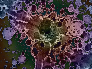 Yazarın sanatsal soyutlamaları. Suluboya ve alkol mürekkebi. Modern sanat. Fotoşopta İşlendi