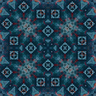 Kusursuz soyut kare deseni. Suluboya ve alkol mürekkebi. Yazarın kalıpları