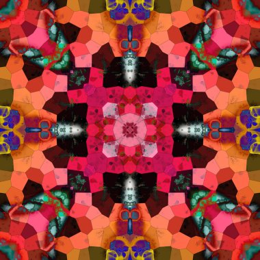 Kusursuz soyut desen ve doku. Suluboya ve baloncukların simetrik deseni