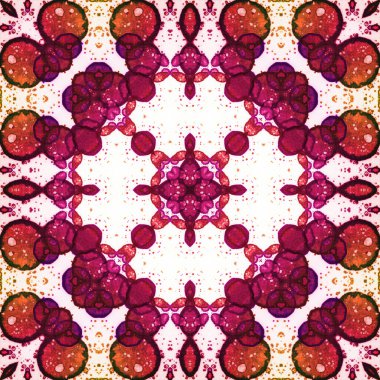 Kusursuz soyut desen ve doku. Suluboya ve baloncukların simetrik deseni