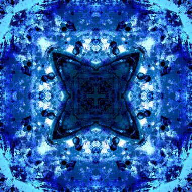 Kusursuz soyut desen ve doku. Suluboya ve baloncukların simetrik deseni