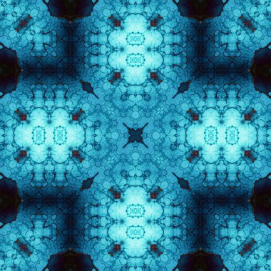 Kusursuz soyut desen ve doku. Suluboya ve baloncukların simetrik deseni