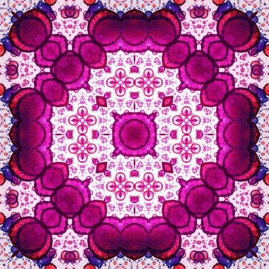 Kusursuz soyut desen ve doku. Suluboya ve baloncukların simetrik deseni