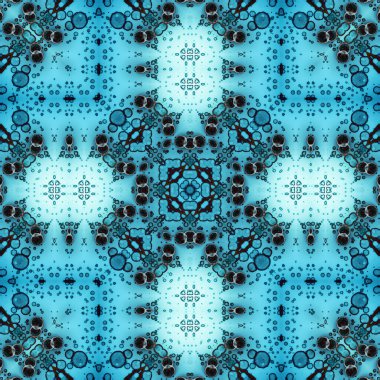 Kusursuz soyut desen ve doku. Suluboya ve baloncukların simetrik deseni