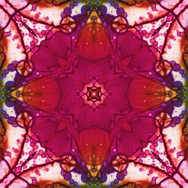 Kusursuz soyut desen ve doku. Suluboya ve baloncukların simetrik deseni