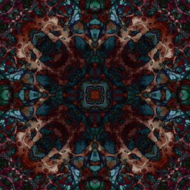 Kusursuz soyut desen ve doku. Suluboya ve baloncukların simetrik deseni