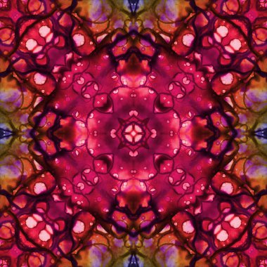 Kusursuz soyut desen ve doku. Suluboya ve baloncukların simetrik deseni