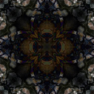 Kusursuz soyut desen ve doku. Suluboya ve baloncukların simetrik deseni