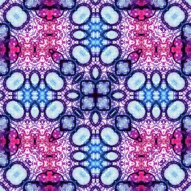 Kusursuz soyut desen ve doku. Suluboya ve baloncukların simetrik deseni