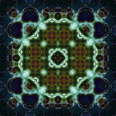 Kusursuz soyut desen ve doku. Suluboya ve baloncukların simetrik deseni