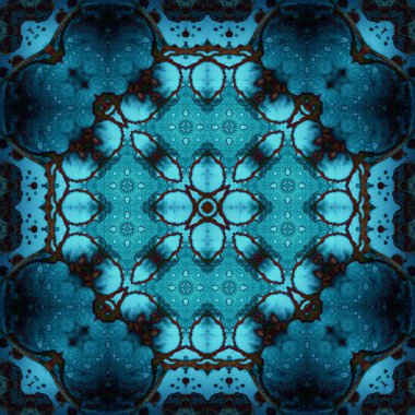 Kusursuz soyut desen ve doku. Suluboya ve baloncukların simetrik deseni